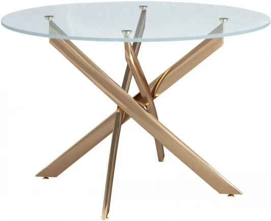 00-00066000 Стол DikLine R100 стекло прозрачное / опоры YR золото 00-00066000