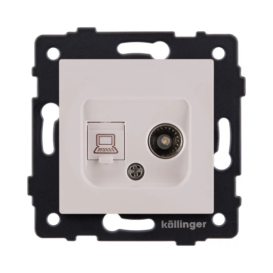 REA-021CM Розетка двойная TV (мама) + RJ45 кашемир матовый Kollinger REA-021CM для Aspekt, Eleganz, Reflex