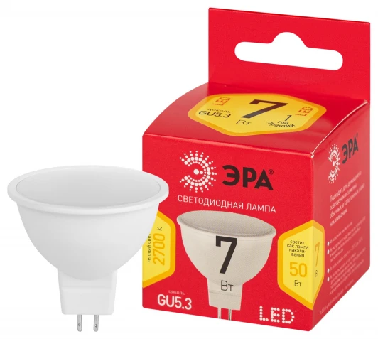 LED MR16-7W-827-GU5.3 R Лампочка светодиодная GU5.3 7W ЭРА LED MR16-7W-827-GU5.3 R
