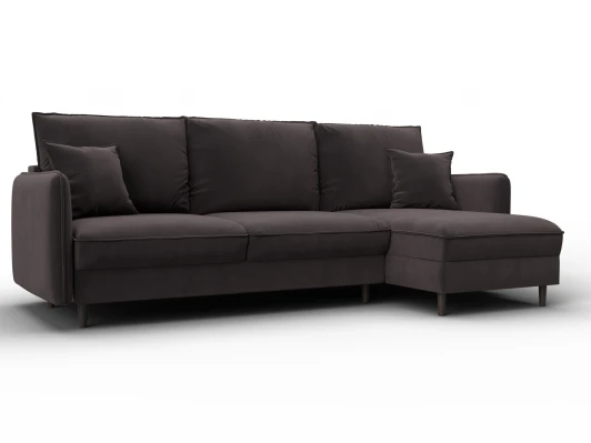 134773 Диван угловой Лига-064 НПБ угол универсальный (ДСП/Дерево/Велюр/Коричневый) Лига Диванов 134773