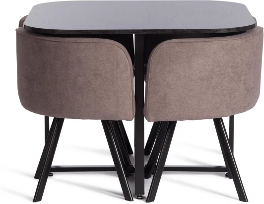 21302 Комплект (стол, 4 стула) QUADRON (mod. PT14) Tetchair (МДФ,Металл,Шенилл/Черный) арт. 21302