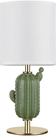 5425/1TA Настольная лампа Odeon Light Cactus 5425/1TA золотой/зеленый/белый/металл/керамика/ткань E27 1*40W (220V, выключатель)