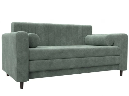 129760 Диван прямой Лига-070 (ЛДСП,Брус,Фанера/Дерево/Велюр/Зеленый) Лига Диванов 129760