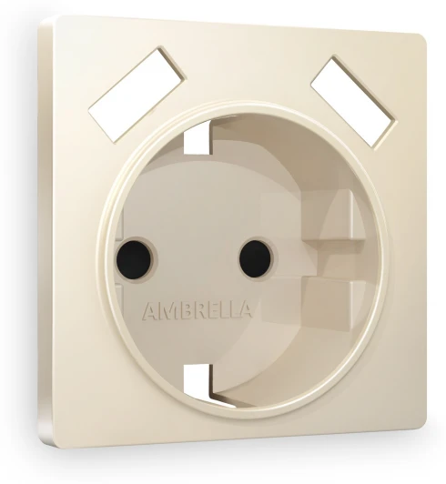 AP3290 Лицевая панель Ambrella Volt ALFA (Бежевый матовый) для электрической розетки с/з со шторками 2USB A+A QUANT AP3290