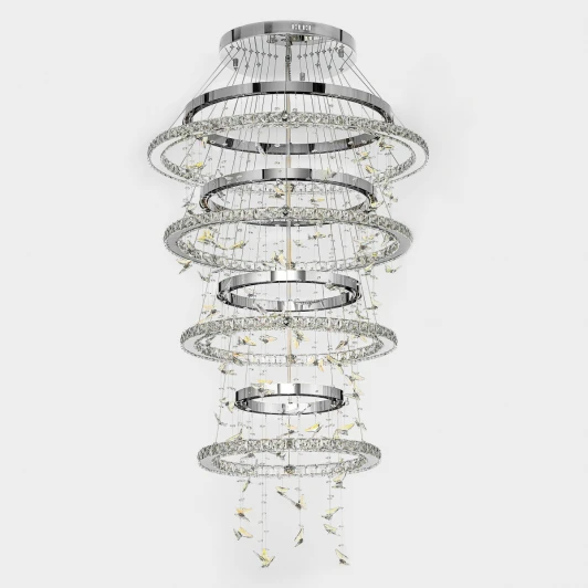 CL322090 Подвесная люстра каскадная Citilux Etera CL322090 (регулировка яркости, LED, подвески, пульт управления, на тросе, кольцо, бабочки)