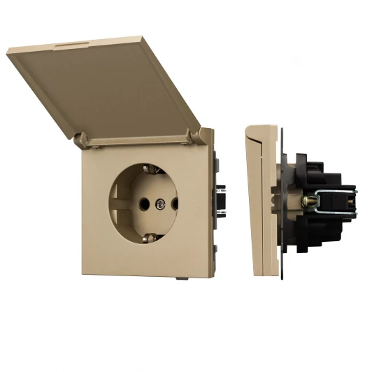 054600 Механизм розетки влагозащищённый SCT-TENDO-MCP-SFPL-GD (230V, 16A) (Arlight, Матовый песочный) 054600