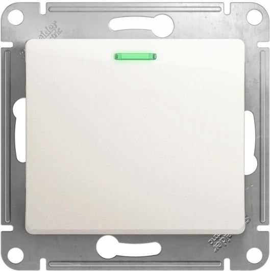 GSL000663 Выключатель встраиваемый одноклавишный с подсветкой (перламутровый) Systeme Electric Glossa GSL000663