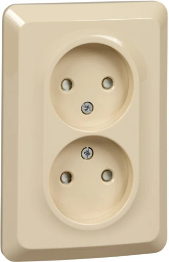 PC16-106K Розетка встраиваемая двойная без заземления со шторками (кремовый) Systeme Electric Etude PC16-106K