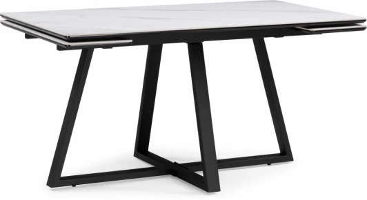 612193 Керамический стол Notta Памелла 140(200)х80х75 белый мрамор snow white / черный арт.612193
