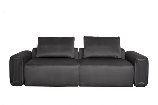 TURIN-TM3-2S-Colton1003 Диван трехместный Turin(2 секции) с мех т.серый велюр Colt1003 255*120**68см Garda Decor