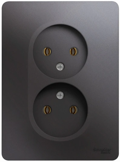 GSL001320 Розетка встраиваемая двойная без заземления (графит) Systeme Electric Glossa GSL001320