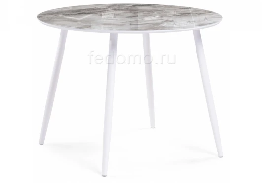474318 Стеклянный стол Анселм мрамор серый / белый