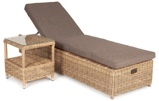 RLCT-2-SET "Рим" комплект шезлонг со столиком, цвет соломенный 4SIS арт.УТ-00000675