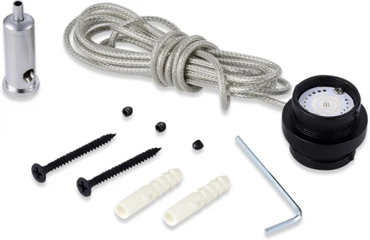 Connector 180 DLR B1 Токопроводящий прямой коннектор с подвесом и кабелем питания длиной 2000мм, потолочным креплением Donolux Round Line Connector 180 DLR B1 (48V)