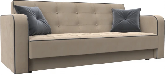 126153 Диван-книжка Тур (Бежевый,Серый/Велюр) Лига Диванов арт.126153