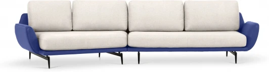 799383 Диван Ispani угловой левый ОГОГО (арт.799383), (Ткань,Экокожа/Синий,Белый)