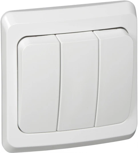 BC10-003B Выключатель встраиваемый трехклавишный (белый) Systeme Electric Этюд BC10-003B