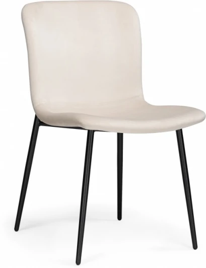 610749 Обеденный стул Woodville Игон бежевый / черный муар (Металл, Велюр/Черный, Бежевый/Бежевый, Черный) арт.610749