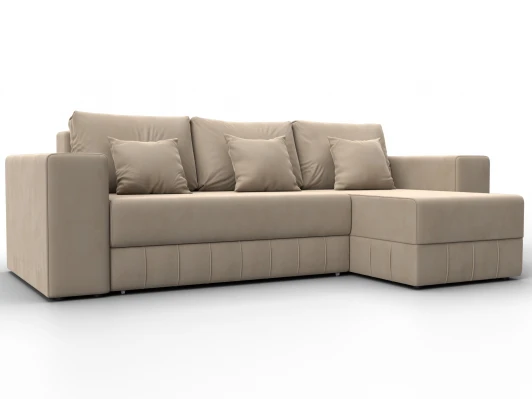 129840 Диван угловой Лига-076 угол универсальный (ДСП/Пластик/Велюр/Бежевый) Лига Диванов 129840