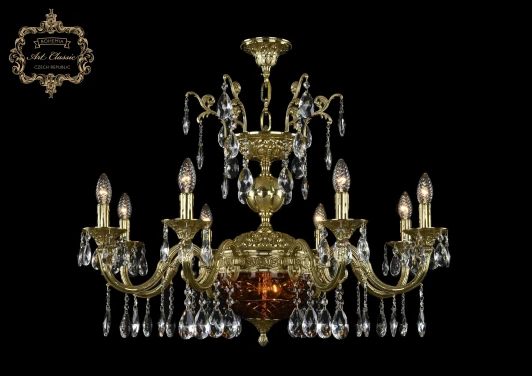 31.29.8.CK250SP.250GL.G.Sp.Amber.1B Подвесная люстра с хрустальными подвесками Art Classic 31.29 31.29.8.CK250SP.250GL.G.Sp.Amber.1B