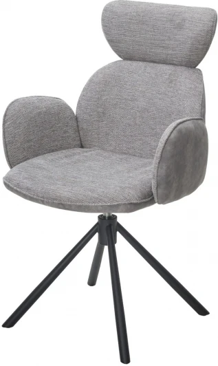 621M05630 Стул VARDY 360 град.поворот. Brego-07 Серый, ткань/ 7525-180 Серый, велюр/Черный, ®DISAUR