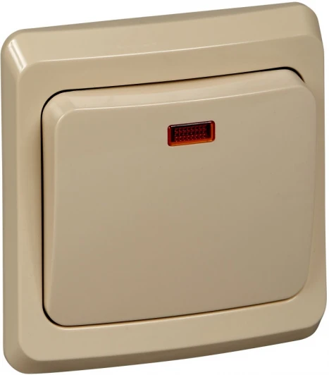 BC10-005K Выключатель встраиваемый одноклавишный с подсветкой (кремовый) Systeme Electric Этюд BC10-005K