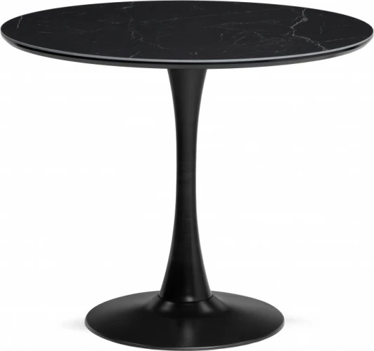 600708 Кухонный стол Notta Тулип 90х74 черный мрамор /  черный (Керамика) арт.600708