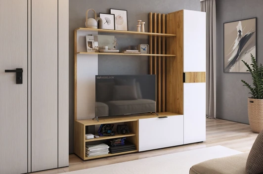 ГК01Бери.2563 Гостиная Бери К1, цвет дуб крафт золотой/белое дерево Mebelson (арт.ГК01Бери.2563)