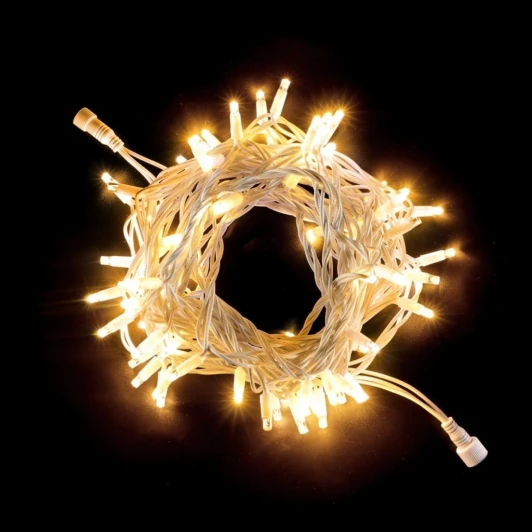 LL75-8-1WW Гирлянда Нить 10м Тепло-Белая 24В, 75 LED, Провод Белый Каучук, IP65