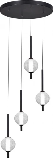 SL6120.403.04 Подвесной светильник ST Luce Peek SL6120.403.04 Черный/Прозрачное кракелированное стекло LED 4*8,5W (220V, на проводе, шарики)