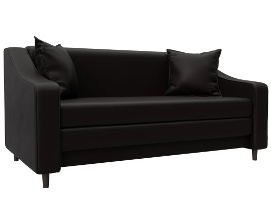 129770 Диван прямой Лига-071 (ЛДСП,Брус,Фанера/Дерево/Экокожа/Коричневый) Лига Диванов 129770