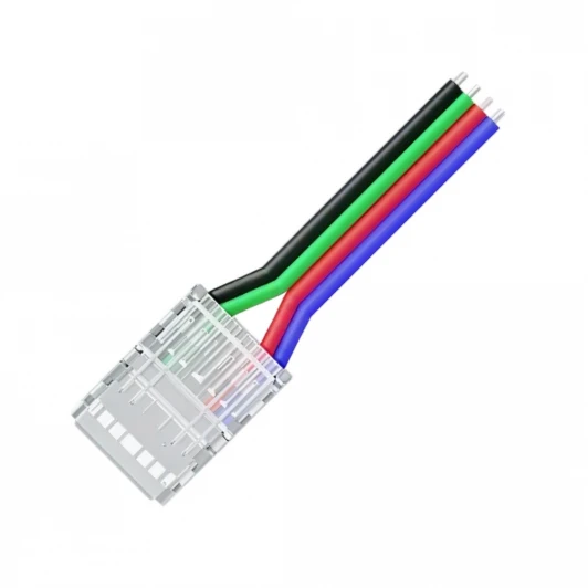 09-119 Коннектор прокалывающий 4 pin, для подключения RGB LED ленты 10мм, тип COB, IP20 длина провода 150мм Apeyron 09-119