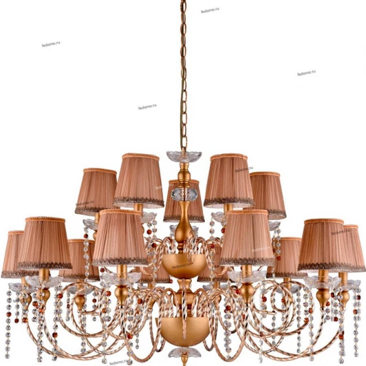 ALEGRIA SP10+5 GOLD-BROWN Люстра подвесная Crystal Lux Alegria, 15 плафонов, золото с коричневым, прозрачный и янтарным