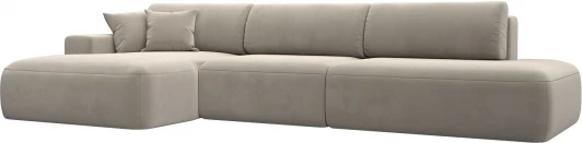 121415L Диван угловой Лига-036 НПБ Модерн Лонг левый угол (Бежевый/Микровельвет) Лига Диванов арт.121415L