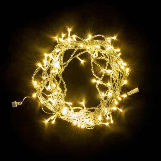 PST100-10-2CH Гирлянда Нить 10м Шампань, 100 LED, Провод Прозрачный ПВХ, IP54