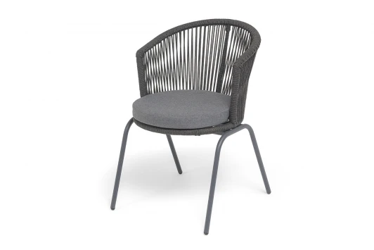 LUK-CH-st001 RAL7024 Mua D-grey(D-gray027) "Люксембург" стул плетеный из роупа, каркас из стали темно-серый (RAL7024) муар, роуп темно-серый круглый, ткань темно-серая 027 4SIS LUK-CH-st001 RAL7024 Mua D-grey(D-gray027)