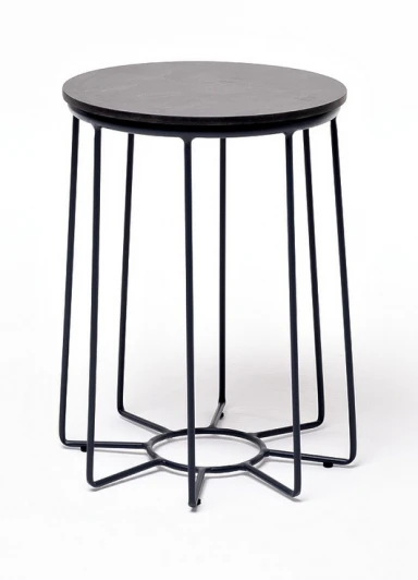 GRAY-D40-Al-AKV(RAL7024MUA)-4sis "Эквадор" журнальный стол из HPL круглый Ø40 H55, каркас из алюминия темно-серый (RAL 7024) муар, цвет столешницы "серый гранит" 4SIS арт.УТ-00006347