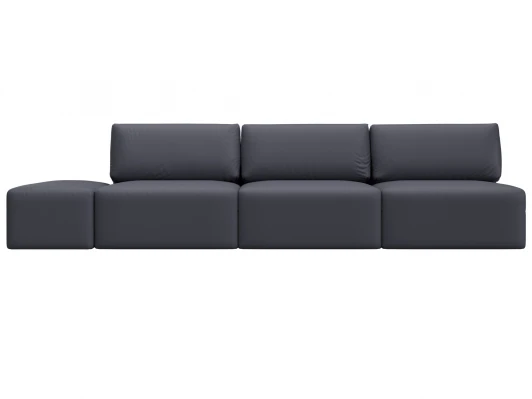 130059 Диван прямой модульный с пуфом Лига-060 НПБ Лонг (ЛДСП,Брус,Фанера/Пластик/Экокожа/Серый) Лига Диванов 130059