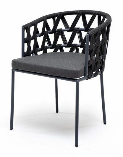 DIE-CH-st001 RAL7022 Me Mua grey(D-gray027) "Диего" стул плетеный из роупа, каркас из стали серый (RAL7022) муар, роуп серый круглый, ткань темно-серая 027 4SIS DIE-CH-st001 RAL7022 Me Mua grey(D-gray027)