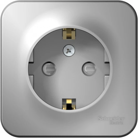 BLNRA011113 Розетка накладная с заземлением и шторками (алюминий) Systeme Electric Blanca BLNRA011113