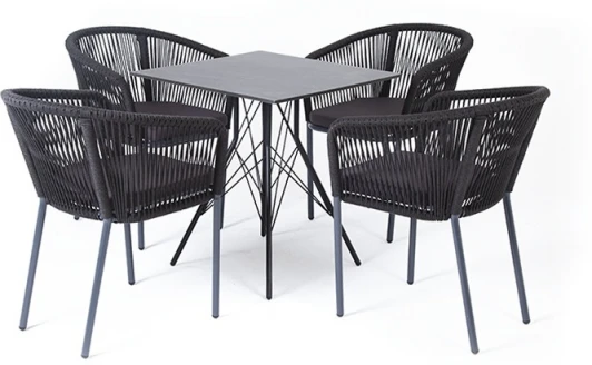 R90-SHT-TU2-1/4хAS1158 M-Rope-3 "Форли" обеденная группа на 4 персоны, квадратный стол, цвет "серый гранит" 4SIS арт.УТ-00003407