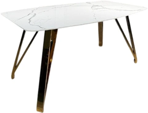 F-1690casa.4 Стол обеденный IST-CASA Соар-2 F-1690,160х90х76 см, бело-серая керамика/золото