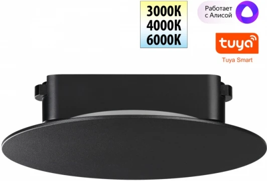 359475 Трековый смарт-светильник для низковольтного шинопровода Novotech Easy 359475 черный с двумя режимами работы LED 6W 24V 3000-6000K (умный дом - Алиса, Tuya Smart, круглые)