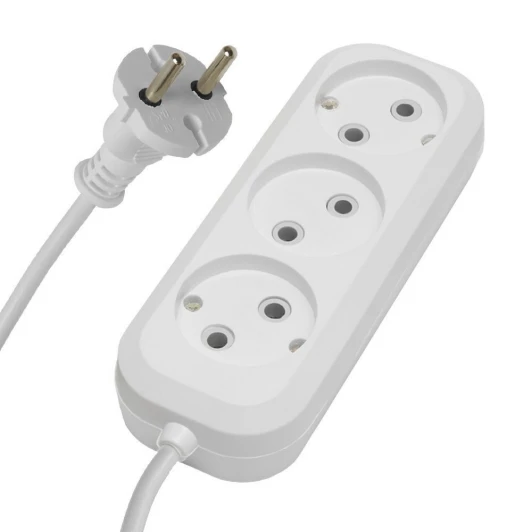 39210 Удлинитель 3-х местный без заземления 3 метра (белый) Stekker Home 39210