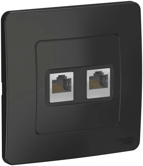 BLNIS045456 Розетка накладная двойная Ethernet RJ-45 (антрацит) Systeme Electric Blanca BLNIS045456