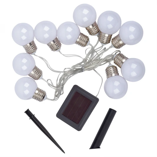USL-S-126/PT1800 FROST BULBS Садовая гирлянда на солнечной батарее «Матовые лампочки». 10 светодиодов, 1*АА Ni-Mh аккумулятор в/к. IP44 Uniel USL-S-126/PT1800 FROST BULBS
