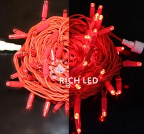 RL-S10C-220V-C2R/R Гирлянда светодиодная красная постоянного свечения 220B, 100 LED, провод красный, IP65 RL-S10C-220V-C2R/R Rich LED