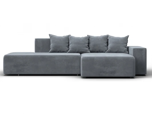 129823 Диван угловой Лига-079 угол правый (ДСП/Пластик/Велюр/Серый) Лига Диванов 129823