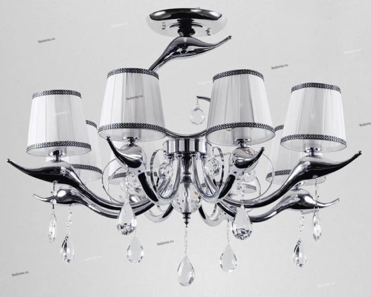 FLAMINGO SP-PL8 CHROME Люстра потолочная Crystal Lux Flamingo, 8 плафонов, хром, белый