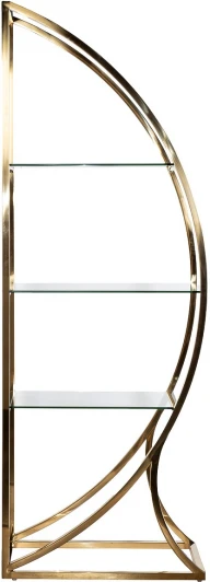 KFG087/1 KFG087/1 Стеллаж "Полусфера" прозрачное стекло/золото блестящий 71*48*202см Garda Decor
